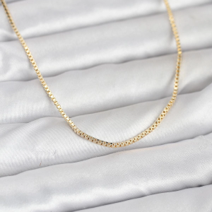 CM 14K Gold Renk Kare Zincirli Model 60 cm Kadın Kolye