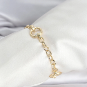 CM 14K Gold Renk Lazerli Halka Model Kadın Bileklik