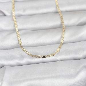CM 14K Gold Renk Lazerli Yassı Model Zincirli 60 cm Kadın Kolye