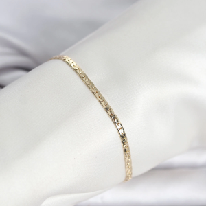 CM 14K Gold Renk Yassı Ezme Zincir Model Kadın Bileklik