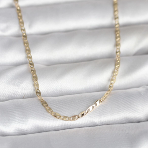 CM 14K Gold Renk Yassı Zincir Model 60 cm Kadın Kolye