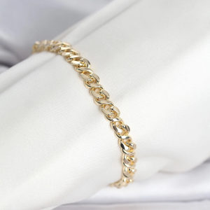 CM 14K Gold Renk Yassı Zincir Model Kadın Bileklik