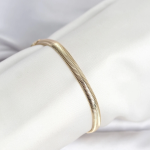 CM 14K Gold Renk Yassı Zincir Yılan Model Kadın Bileklik