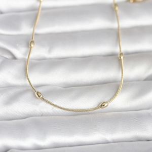 CM 14K Gold Renk Yılan Zincirli Damla Topçuk Model 60 cm Kadın Kolye