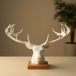 Dekoratif Geyik Başı Heykel 25 cm Modern Minimal Tasarım