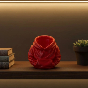 Dekoratif Kırmızı Hoodie Kalemlik 10x10 cm