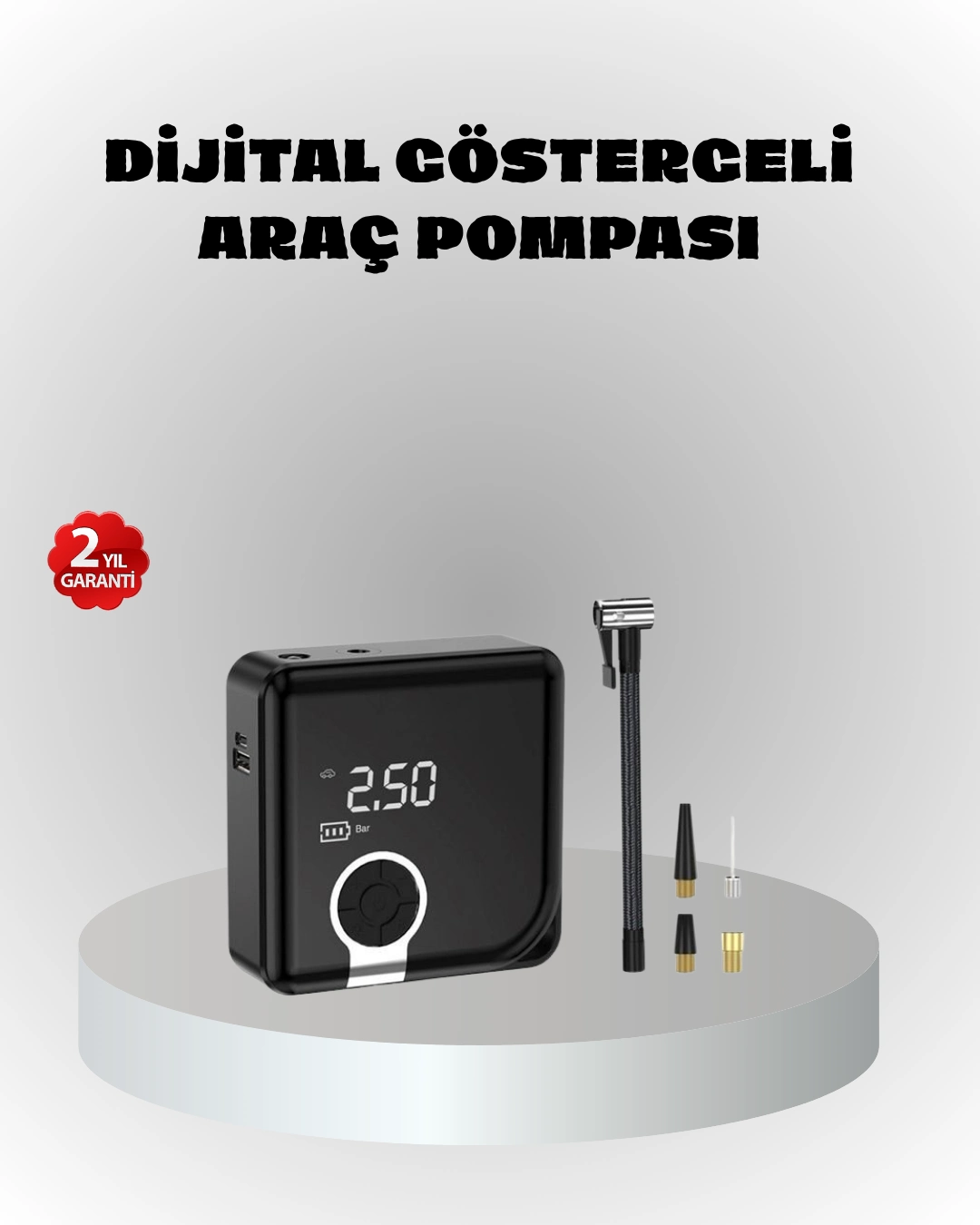 Dijital Ekranlı Şarjlı Hava Kompresörü 150 PSI Güçlü Motorlu 1 Dijital Ekranlı Şarjlı Hava Kompresörü 150 PSI Güçlü Motorlu