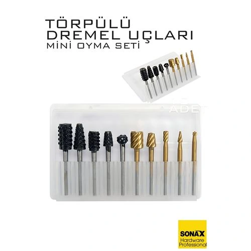 Dremel Uyumlu Törpülü Mini Oyma Gravür Uç Seti – 10'lu Tungsten Karbür, Ahşap/Metal/Plastik için 722463