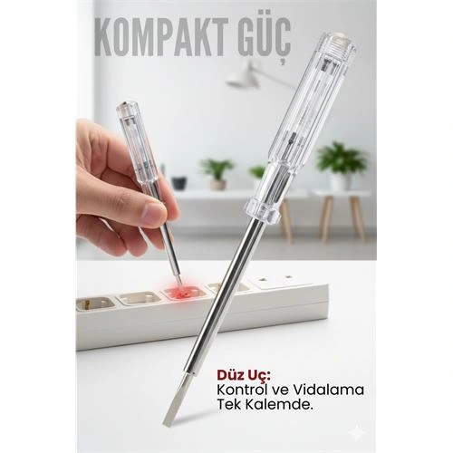 Düz Uçlu Elektrik Kontrol Kalemi Faz Test Cihazı Voltaj Kontrol Anahtarı 716134