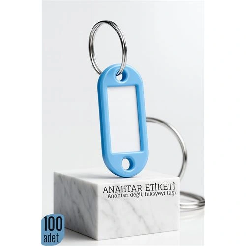 Etiketli 100'lü Anahtarlık Halkası – İsim Yazılabilir, Metal Halka ile Şık Tasarım 722422