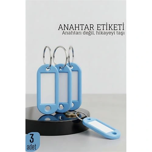 Etiketli 3'lü Anahtarlık Halkası – İsim Yazılabilir, Metal Halka ile Şık Tasarım 722421