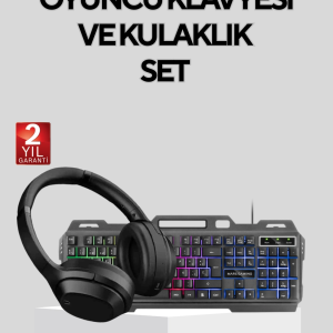 Gaming Set Işıklı Klavye Mouse + Bluetooth 5.2 Kulaklık  Paketi