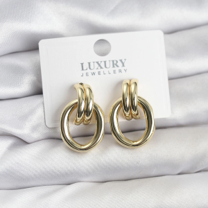 Gold Renk Pirinç Vintage Kadın Küpe