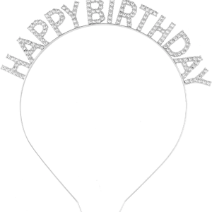 Gümüş Kristal Taşlı Happy Birthday Doğum Günü Tacı İthal Ürün A Kalite 17x16 cm