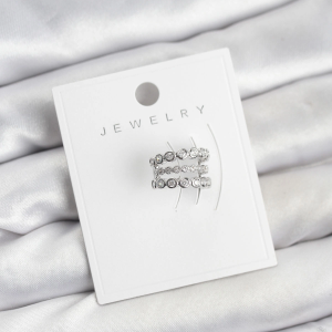 Gümüş Renk Zirkon Taşlı Pirinç Kıkırdak Earcuff Küpe