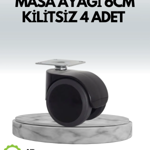Halı ve Beton Uyumlu Kilitsiz Mobilya Tekerleği 4’lü