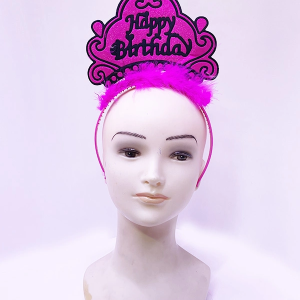 Happy Birthday Neon Fuşya Renk Doğum Günü Tacı 24x15 cm