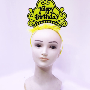 Happy Birthday Neon Sarı Renk Doğum Günü Tacı 24x15 cm