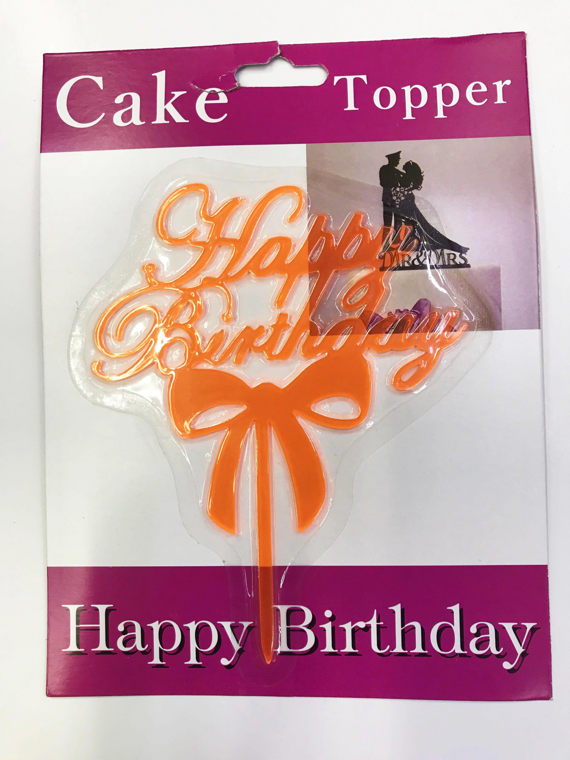 Happy Birthday Yazılı Fiyonklu Pasta Kek Çubuğu Turuncu Renk