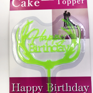 Happy Birthday Yazılı Yeşil Dallı Pasta Kek Çubuğu