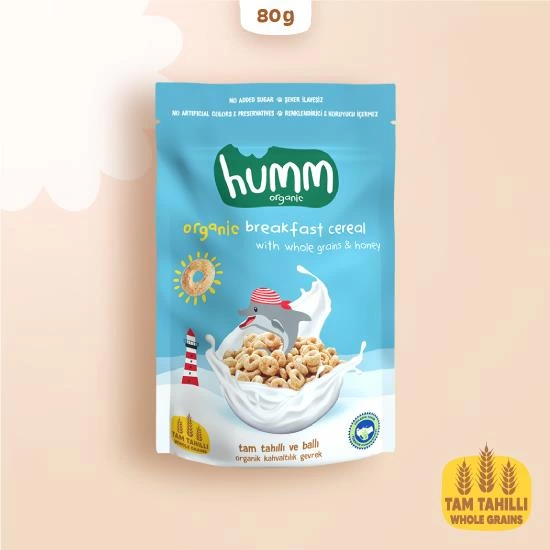 Humm Organik Tam Tahıllı ve Ballı Kahvaltılık Gevrek 80 Gr