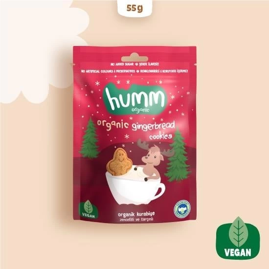 Organik Zencefilli ve Tarçınlı Vegan Kurabiye 55 Gr