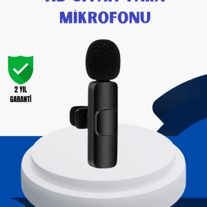 iPhone İçin Çift Mikrofonlu Telsiz Yaka Mikrofonu 360 Derece HD Ses