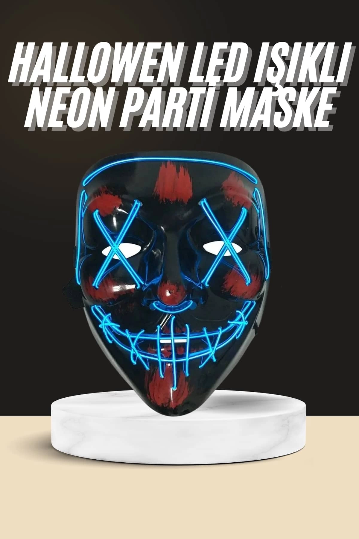 Işıklı Led Maske Parti Eğlence Maskesi Hallowen Neon Maske 1 Işıklı Led Maske Parti Eğlence Maskesi Hallowen Neon Maske