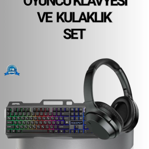 Işıklı  Klavye Mouse ve Bluetooth Kulaklık Seti Türkçe Q USB