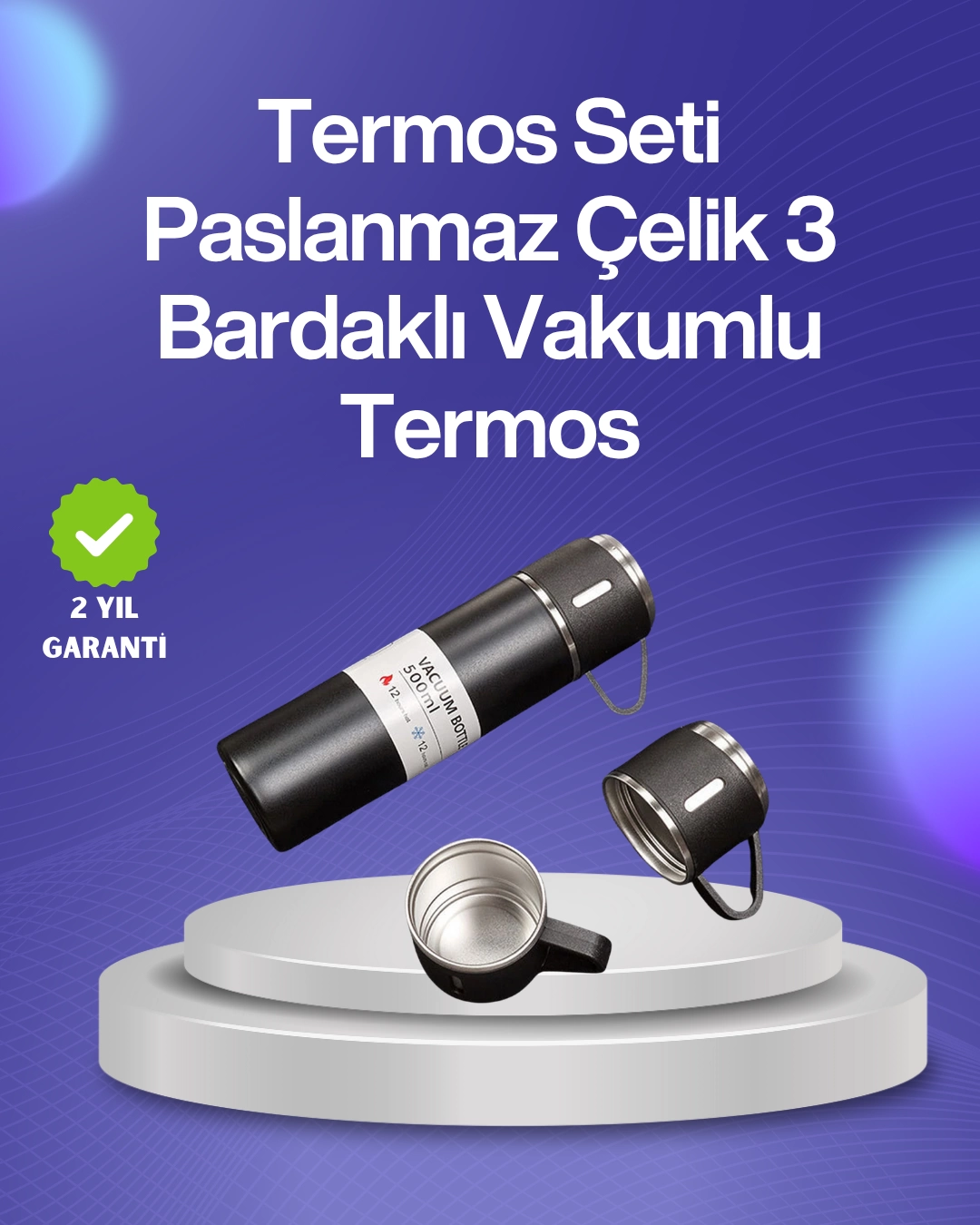 Isıyı Uzun Süre Koruyan 500 ml Termos Seti | Çelik Gövde, 2 Bardaklı, Hediye Kutulu 1 Isıyı Uzun Süre Koruyan 500 ml Termos Seti | Çelik Gövde, 2 Bardaklı, Hediye Kutulu