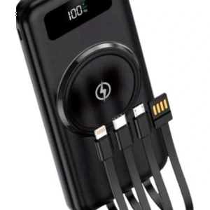 Kablosuz Çoklu Şarj Girişli 10.000 Mah Kablolu Powerbank Taşınabilir