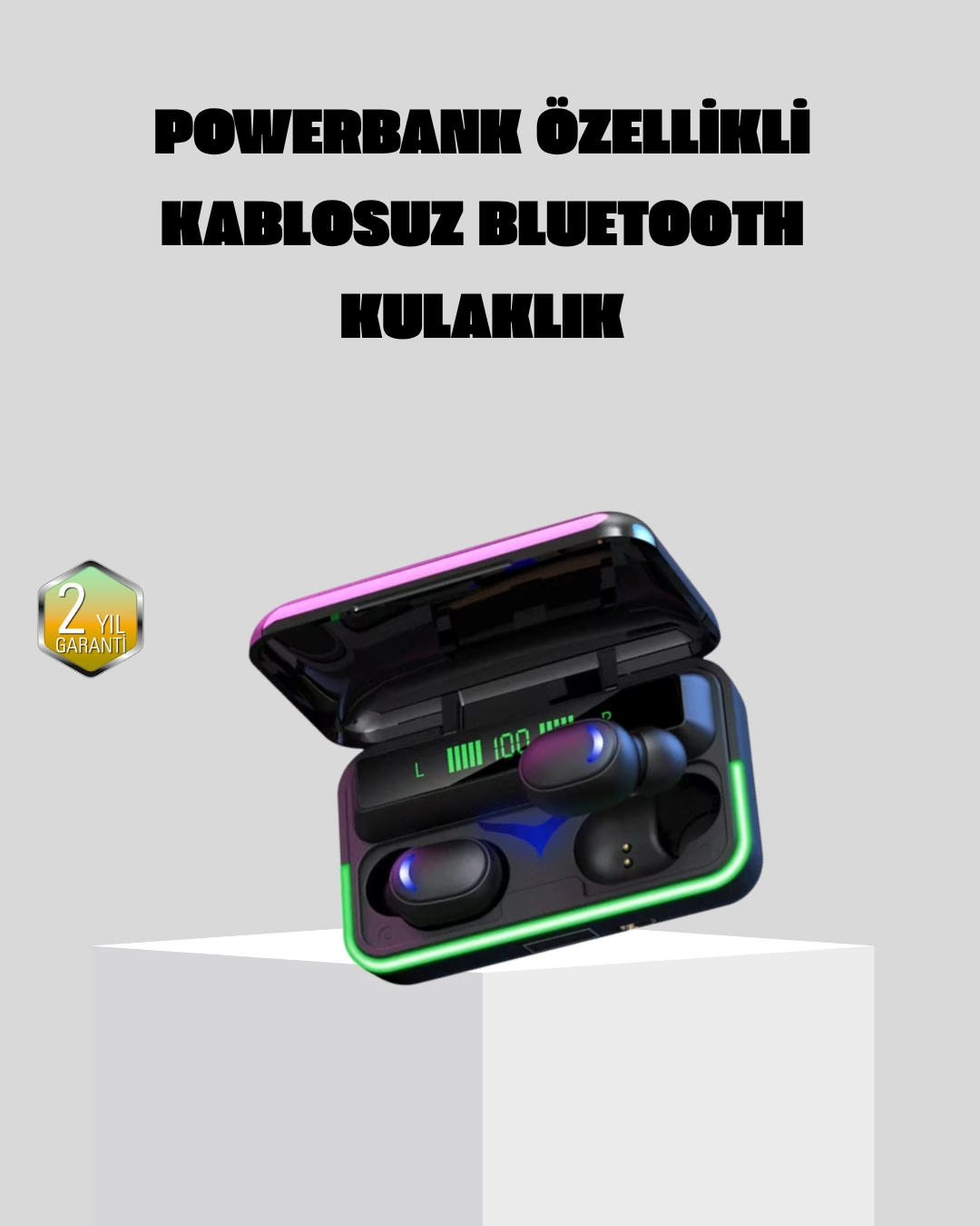 Kablosuz Kulaklığı Powerbank Şarj Kutulu RGB 5.1 1 Kablosuz Kulaklığı Powerbank Şarj Kutulu RGB 5.1