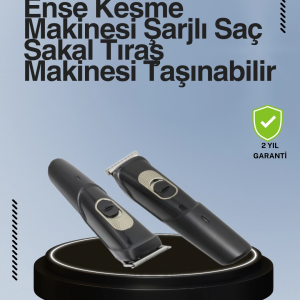 Kablosuz, Paslanmaz Çelik Bıçaklı Profesyonel Saç ve Sakal Tıraş Makinesi – Sessiz, Güçlü ve Ergonomik