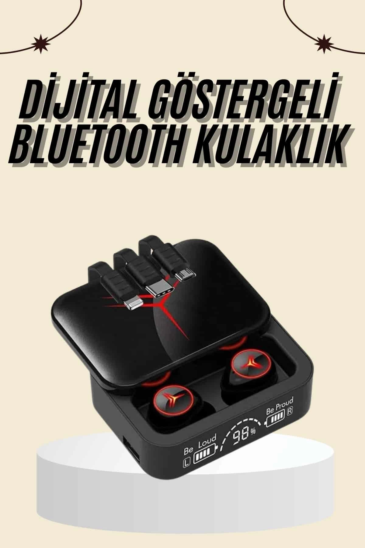 Kablosuz Şarj Göstergeli Powerbank Özellikli Bluetooth Kulaklık Çağrı Cevaplayabilen 1 Kablosuz Şarj Göstergeli Powerbank Özellikli Bluetooth Kulaklık Çağrı Cevaplayabilen