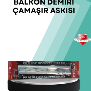 Kare Küpeşte Uyumlu Balkon Çamaşır Askısı 25x60 cm Beyaz Pratik