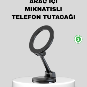 Katlanır Manyetik Araç İçi Telefon Tutucu – 360° Dönebilen, MagSafe Uyumlu, Güçlü Mıknatıslı Tasarım