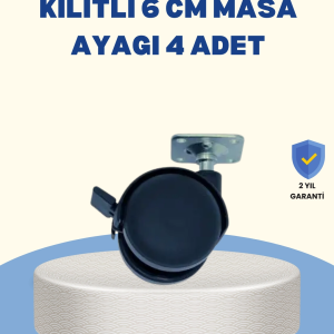 Kilitli Mobilya Tekerleği 6 cm 4’lü Kolay Kurulum