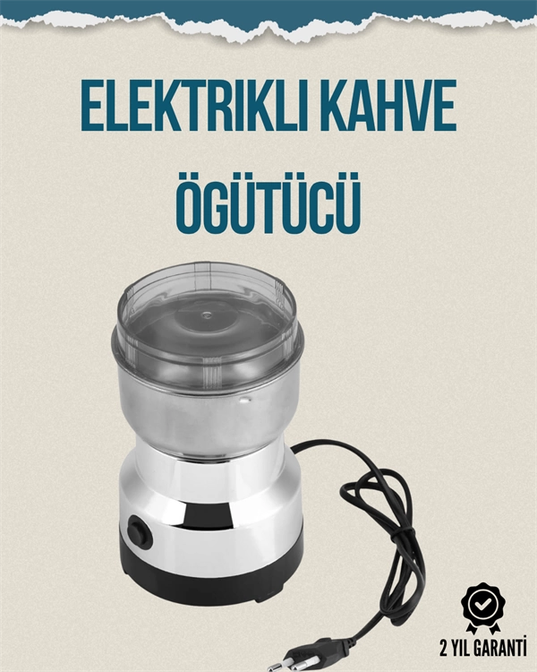 Kompakt Elektrikli Kahve ve Baharat Öğütücü | 14500 Devir, Şeffaf Kapaklı, Hediye İçin İdeal 1 Kompakt Elektrikli Kahve ve Baharat Öğütücü | 14500 Devir, Şeffaf Kapaklı, Hediye İçin İdeal