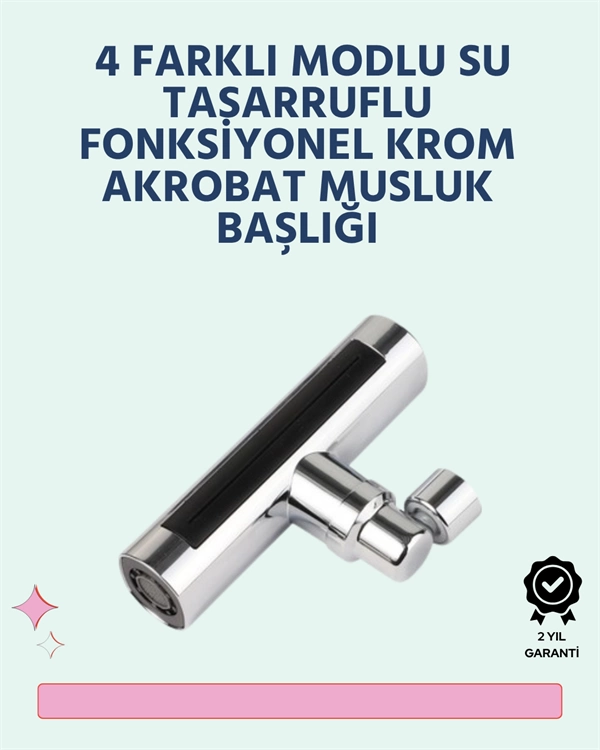 Krom Kaplamalı Çok Fonksiyonlu Musluk Başlığı | Paslanmaz Malzeme 1 Krom Kaplamalı Çok Fonksiyonlu Musluk Başlığı | Paslanmaz Malzeme
