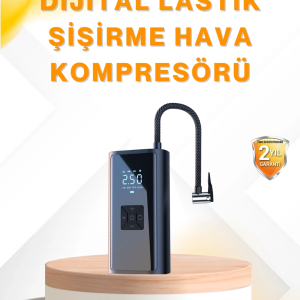 LED Fenerli ve SOS Işıklı Çok Fonksiyonlu Hava Kompresörü