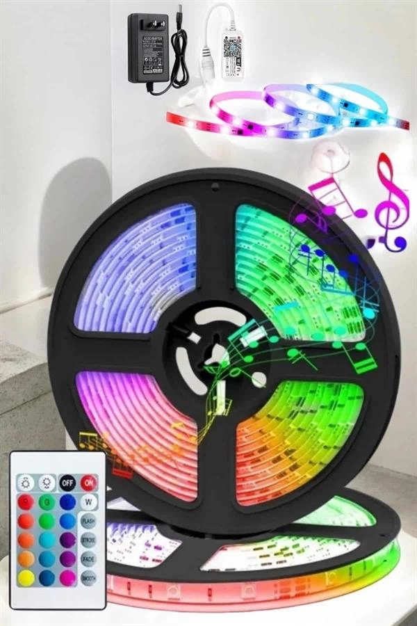 Led Işık 5 Metre Şerit Led RGB Işıklı 1 Led Işık 5 Metre Şerit Led RGB Işıklı