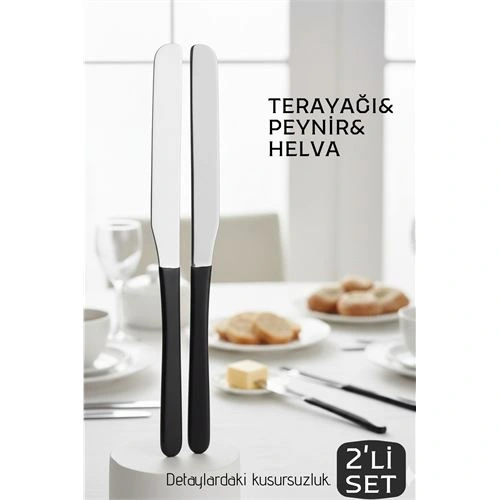 Lüks Seri 2'li Tereyağı ve Peynir Bıçağı Seti - Paslanmaz Çelik & Ergonomik Silikon Saplı 16 cm 719999