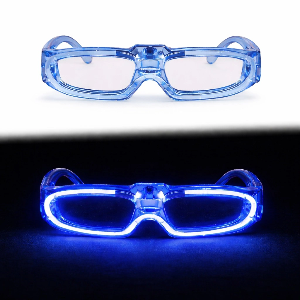 Mavi LED Işıklı Parti Gözlüğü 3 Modlu – Glow & Gece Eğlence Gözlüğü