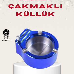Metal Küllük ve Çakmak Seti Yuvarlak Modern Tasarım