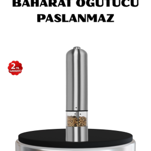 Modern Otomatik Baharat Öğütücü Seti – Pilli, Paslanmaz Çelik, LED Aydınlatmalı