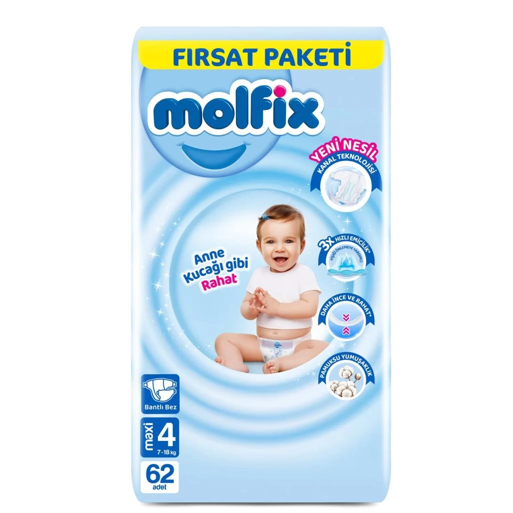 Bebek Bezi Fırsat Paketi 4 Beden 7-14 Kg 62 Adet