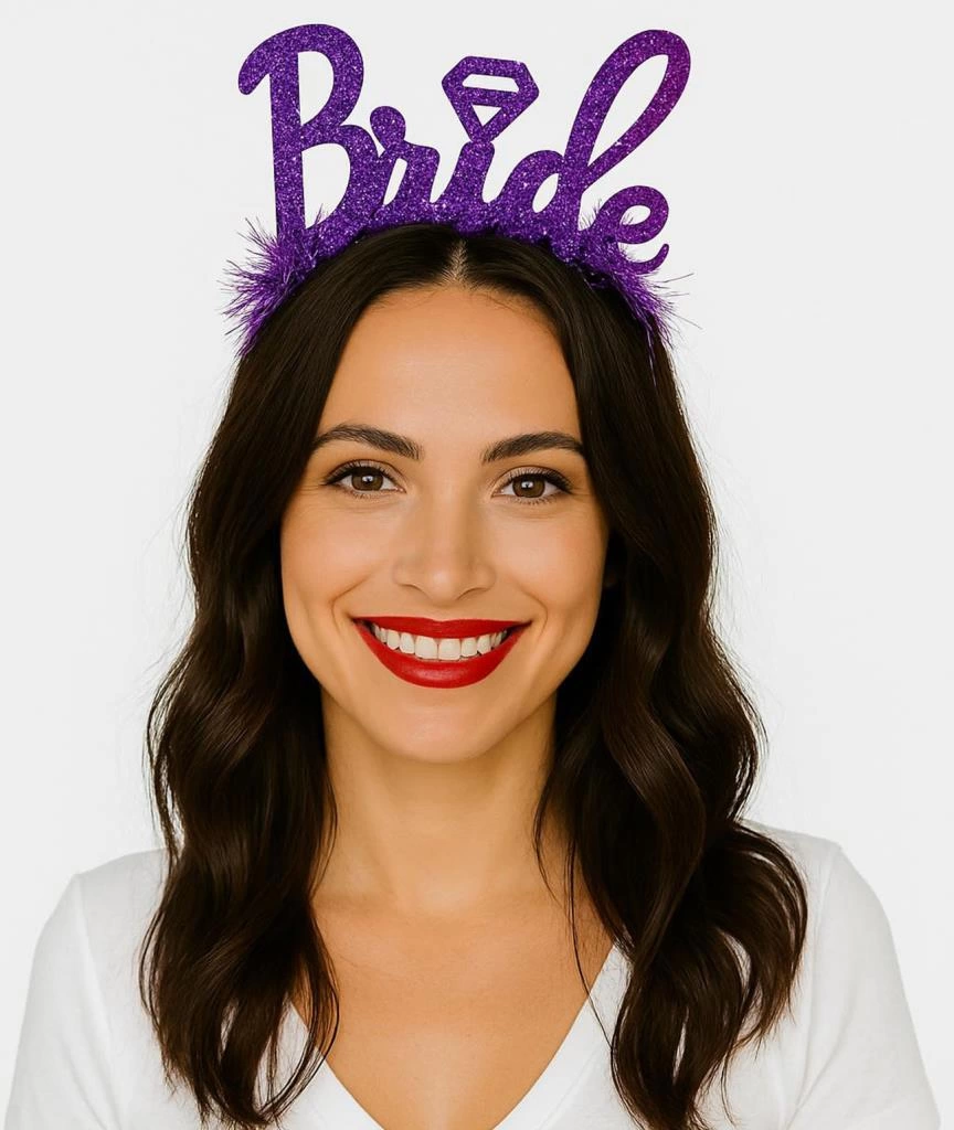 Mor Renk Bekarlığa Veda İtalik Yazı Alyanslı Bride Taç 1 Mor Renk Bekarlığa Veda İtalik Yazı Alyanslı Bride Taç