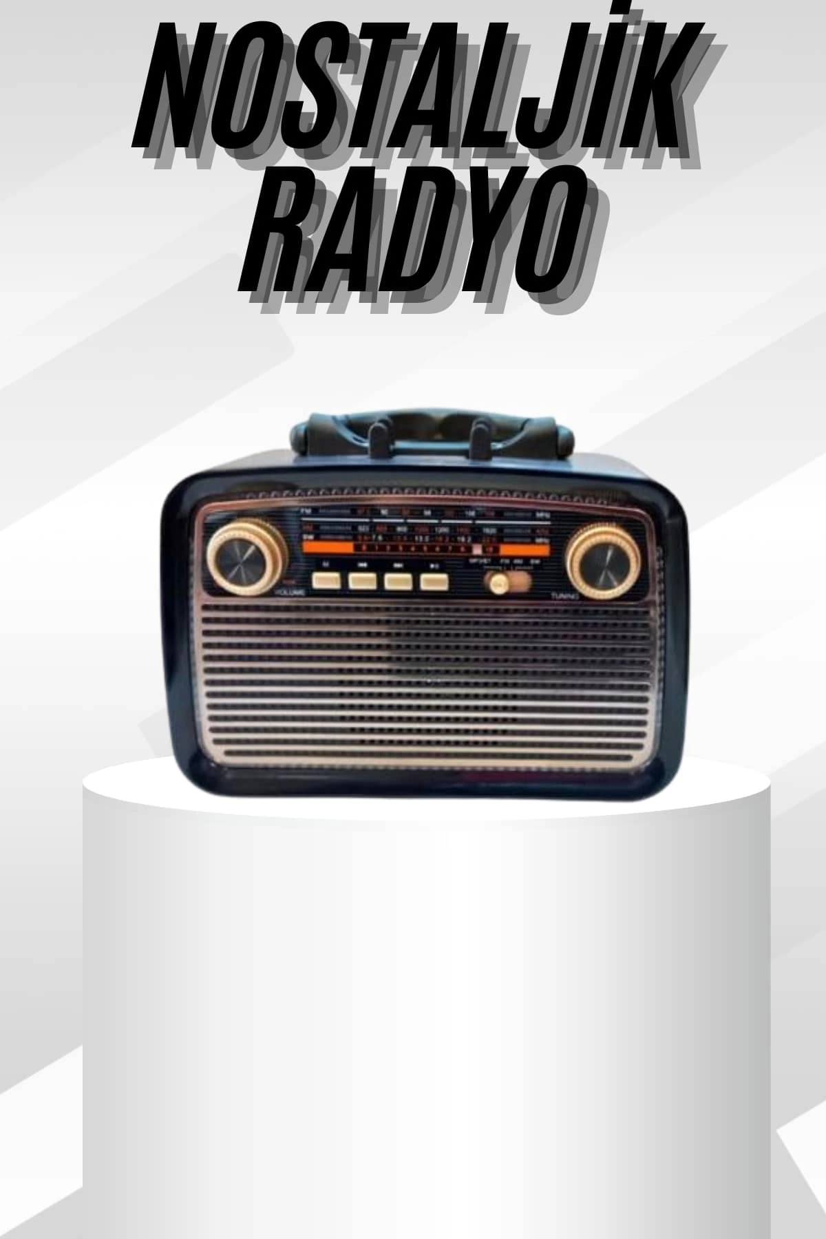 Müzik Kutusu Bluetooth Bağlantılı El Fenerli Nostaljik Tasarım Radyo
