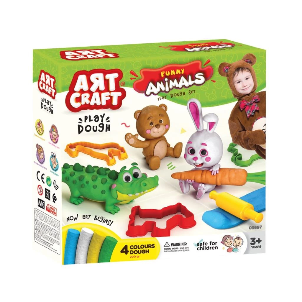 03697 Eğlenceli Hayvanlar Hamur Set 200 gr
