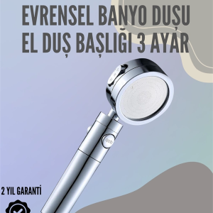 Paslanmaz Çelik Çok Fonksiyonlu El Duş Başlığı – 3 Modlu Püskürtme Seçeneği